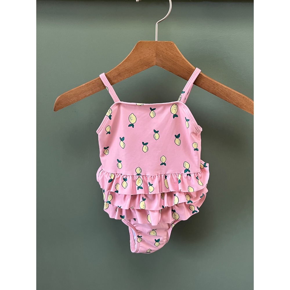Tucker + Tate Baby Girls‎ Pink Lemon Print Ruffle One Piece Swimsuit 12M